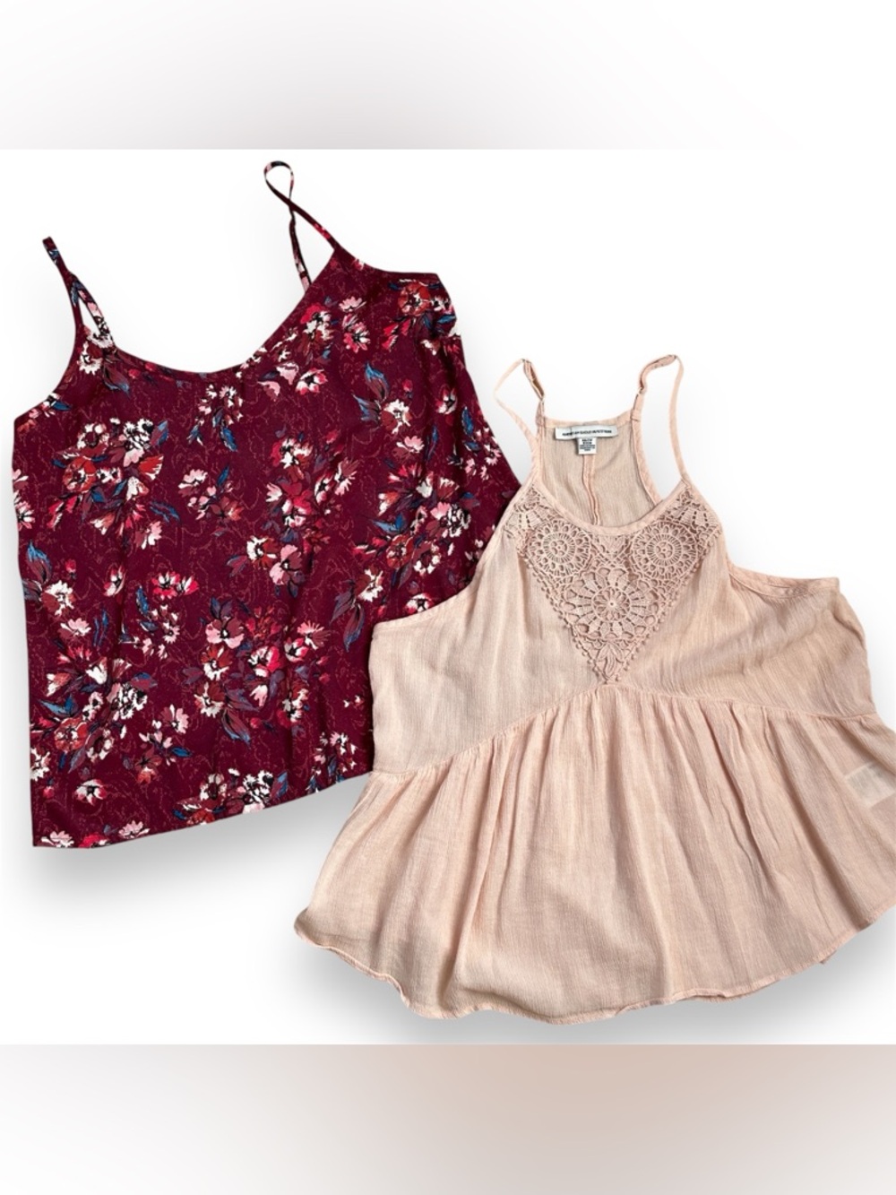 Bundle 2 Cami Tops American Eagle AEO Hollister Floral Pastel Lace Size XS
